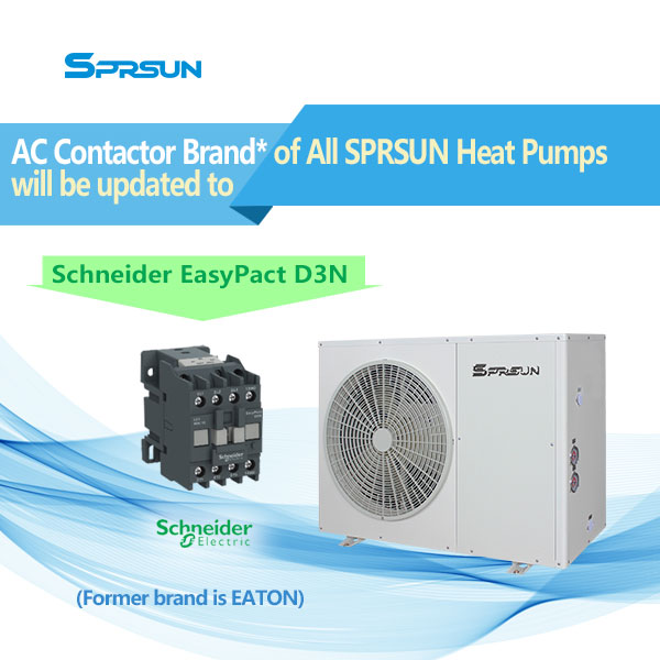 Všechna tepelná čerpadla SPRSUN budou používat AC stykač Schneider