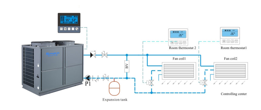 schéma instalace čerpadla vzduchového vytápění